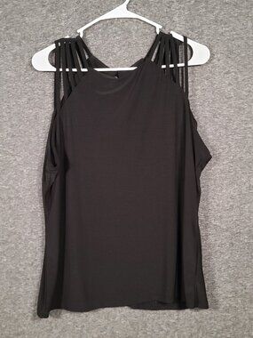 A.U.W Women's XL Sleeveless Crew Neck Blouse Black